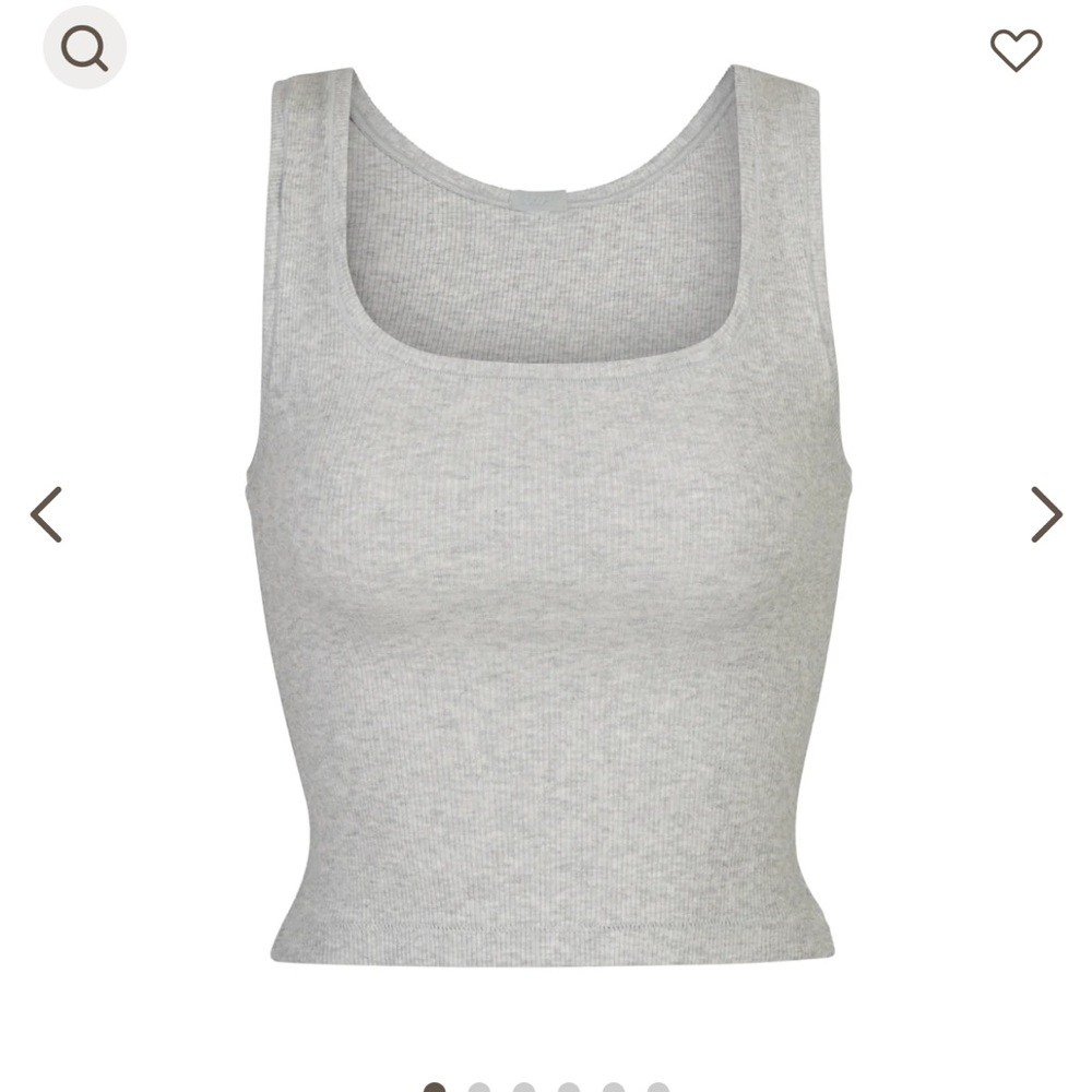 NWT Skims Cotton Rib Tank Top Scoop Neckline Pullover Light Heather Grey medium